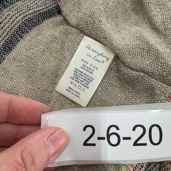 Do Everything In Love Sweater Women One Size Tan Striped‎ Fringe Anthro Kimono - Picture 5 of 8